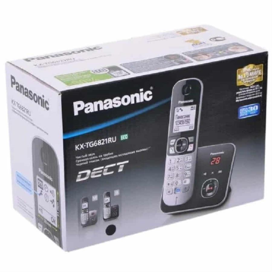 картинка Panasonic KX-TG6821RUB - Беспроводной телефон DECT (радиотелефон) с автоответчиком, цвет: черный  от магазина Интерком-НН