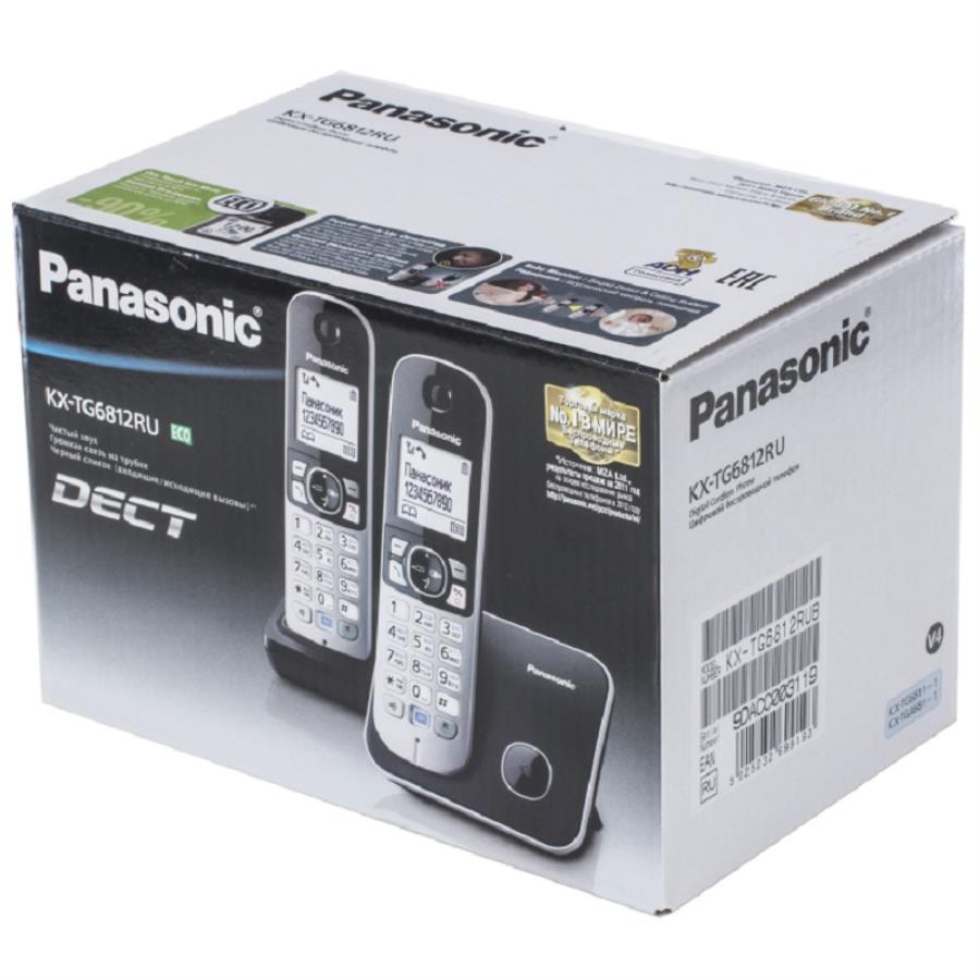 картинка Panasonic KX-TG6812RUB - Беспроводной телефон DECT (радиотелефон) , цвет: черный  от магазина Интерком-НН