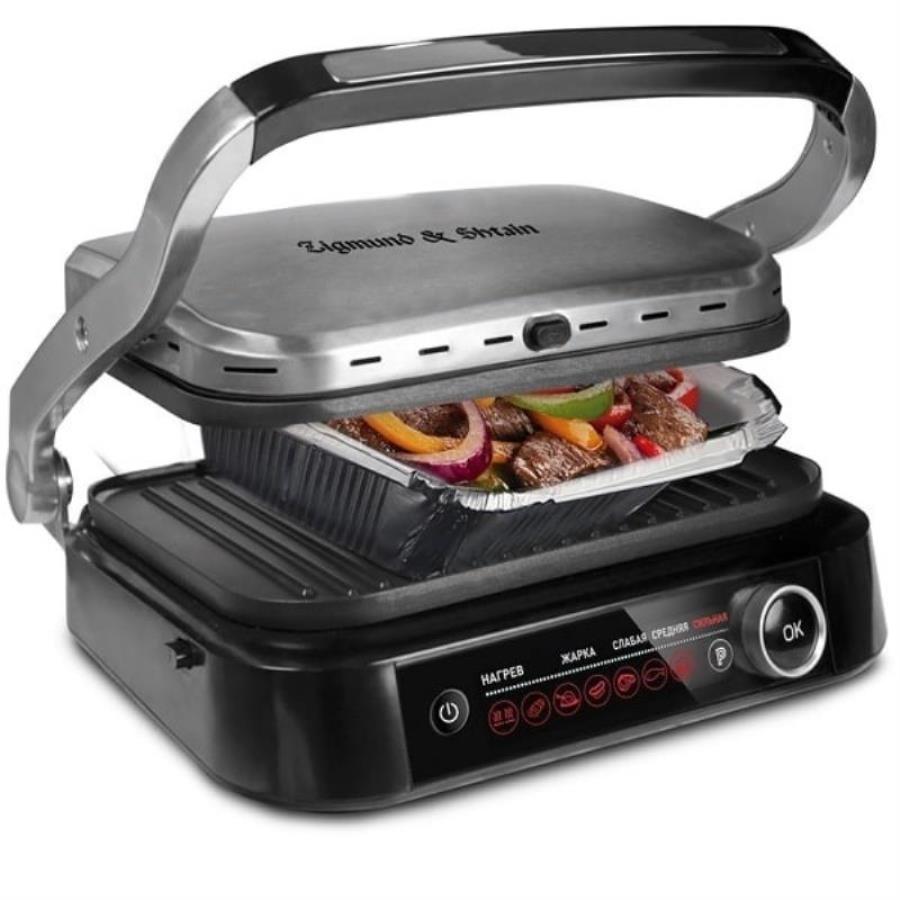 картинка Zigmund & Shtain ZEG-928 электрогриль Grillmeister 2100Вт, серебристый от магазина Интерком-НН