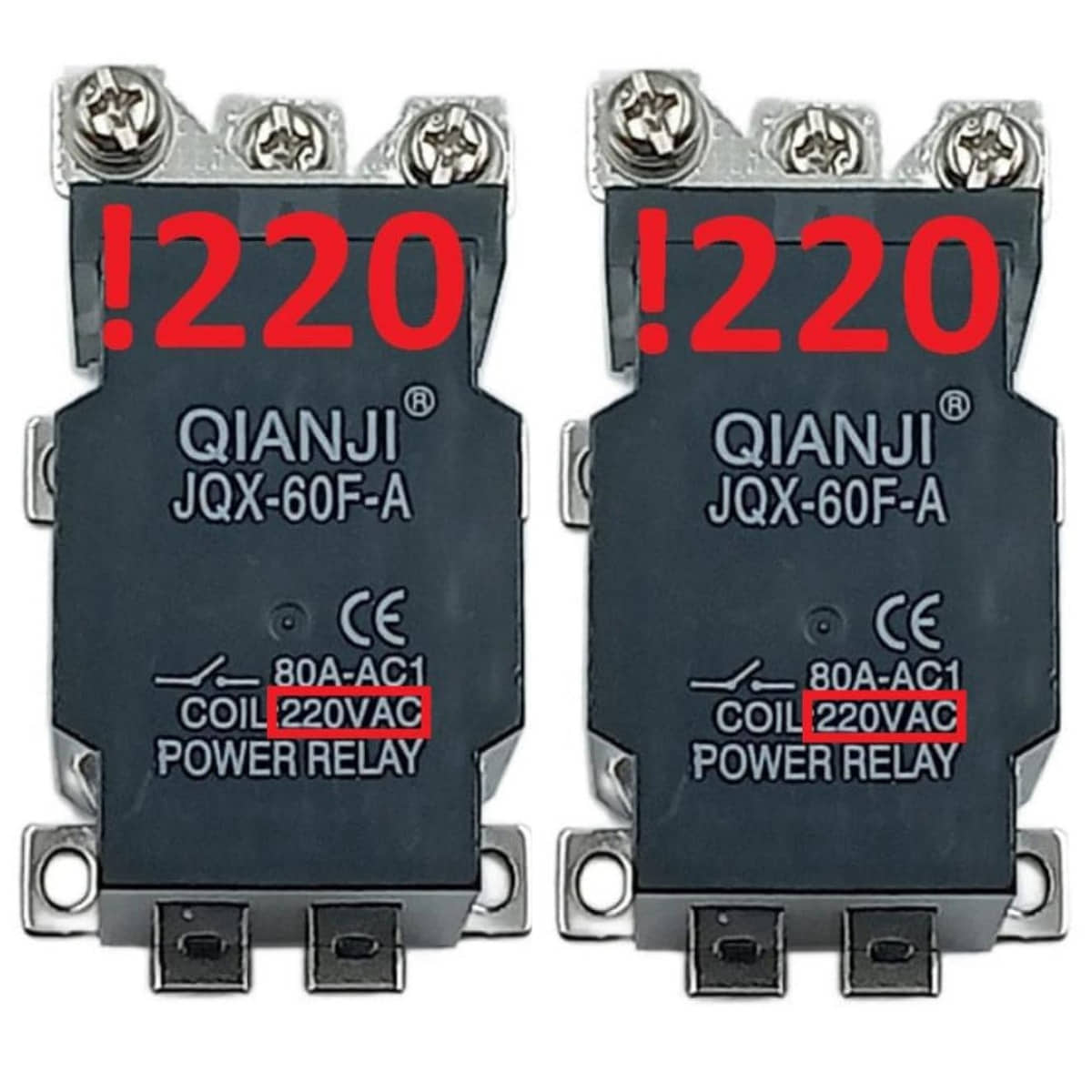 картинка Силовое реле Qianji JQX-60F-A-220 2шт. управление 220VAC, контакты 250В 80А от магазина Интерком-НН