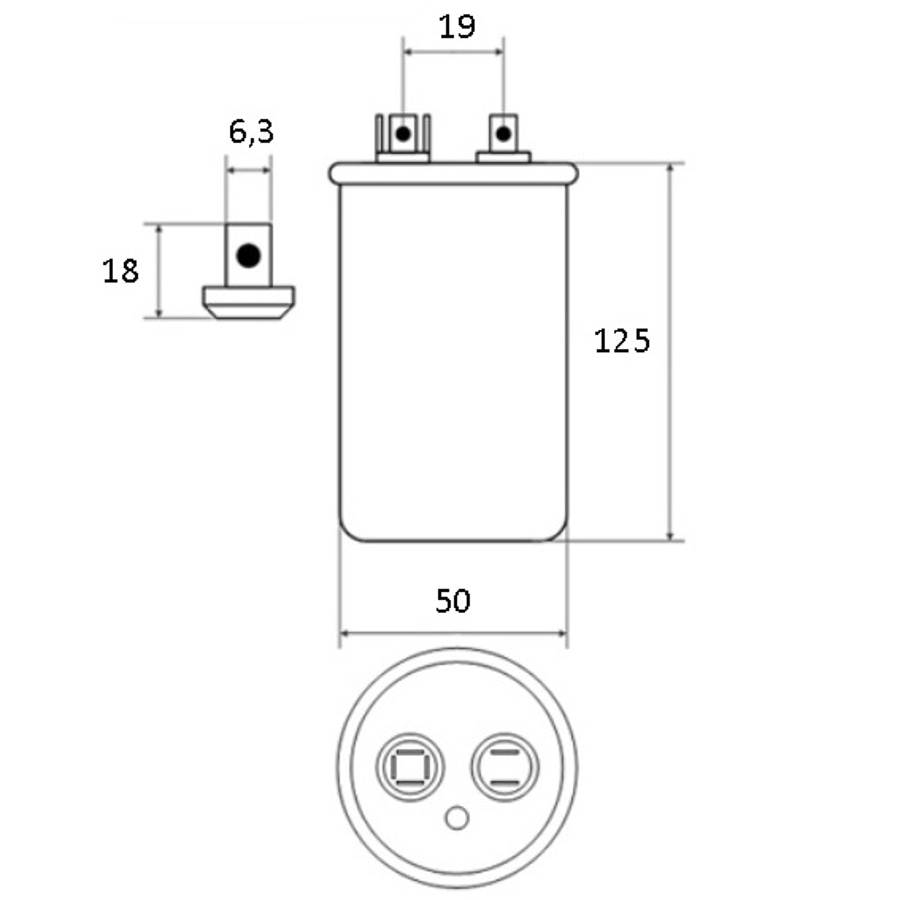 картинка Пусковой конденсатор CBB65A 60мкф, 450В для кондиционера в металлическом корпусе от магазина Интерком-НН