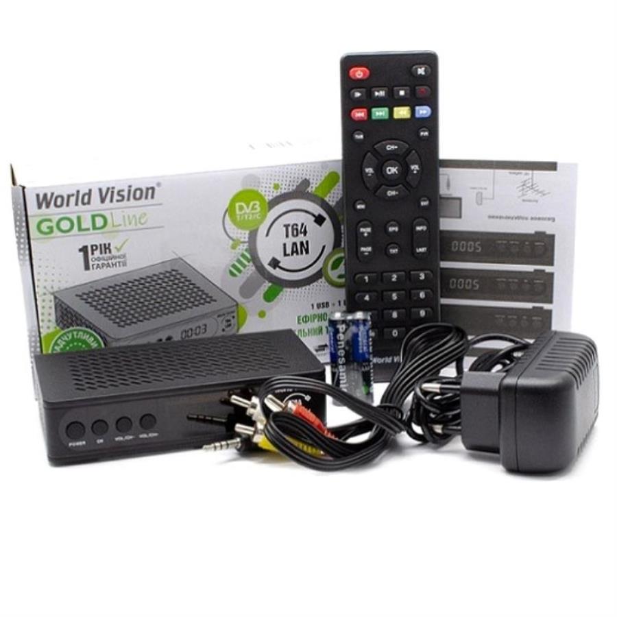 картинка World Vision T64LAN Ресивер DVB-T/T2/C приставка для приема цифрового телевизионного сигнала  от магазина Интерком-НН