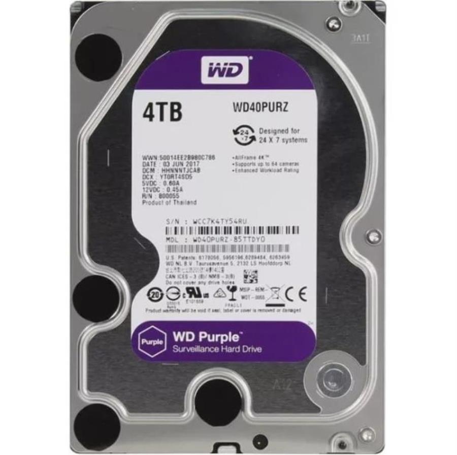 картинка Western Digital  WD40PURZ Video Purple Жесткий диск для видеорегистраторов 4Tb 64 Mb SATA-III от магазина Интерком-НН