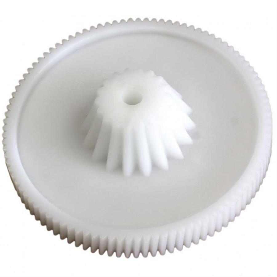 картинка Шестерня большая конусная D=82, H=23/10, d=6мм, 18 прямых и 99 косых зубьев для мясорубки Ротор от магазина Интерком-НН