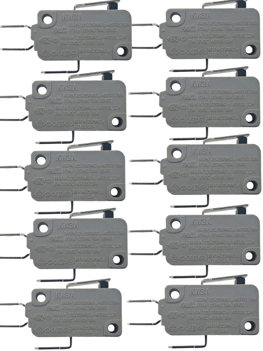 картинка Микропереключатель 10 шт. Dongnan KW3A-16Z1-A200 3-х контактный 16(4)A 250V с рычагом 14мм от магазина Интерком-НН