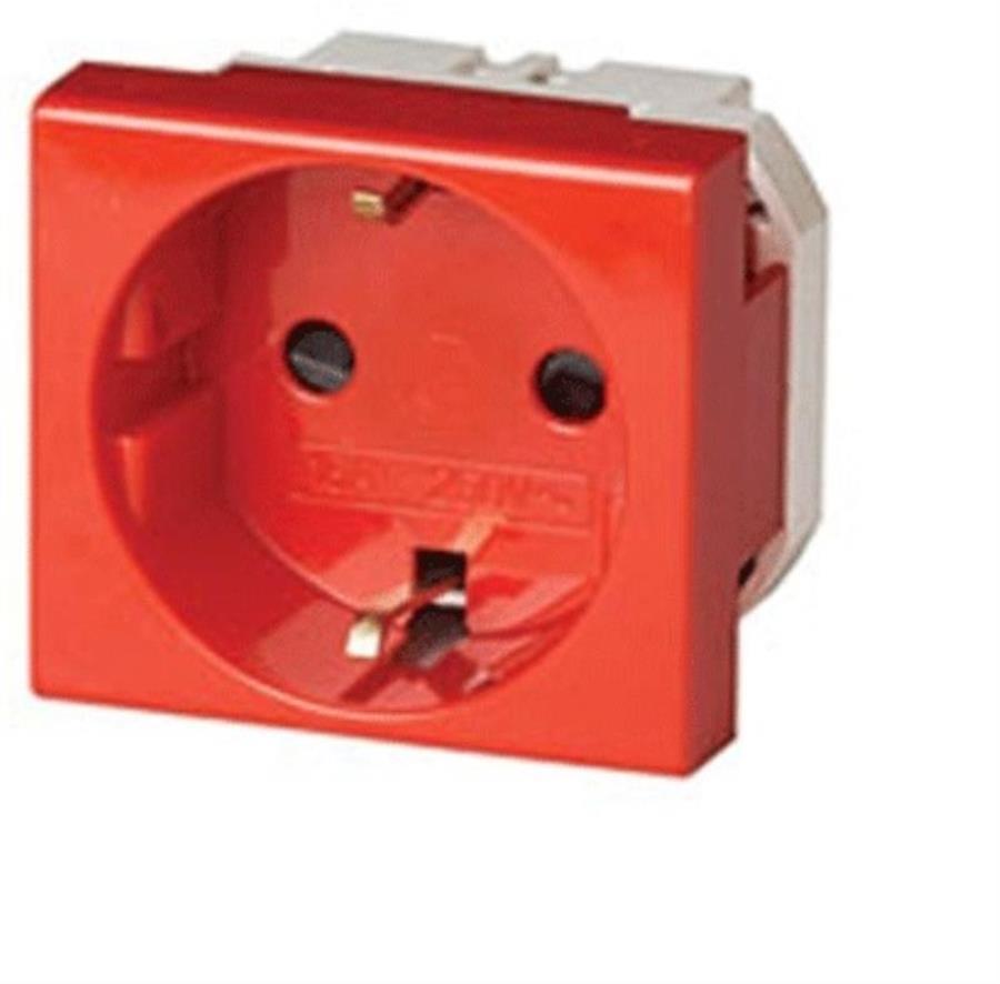 картинка Розетка силовая 2P+E, со шторками 2 мод., красная (45015) от магазина Интерком-НН