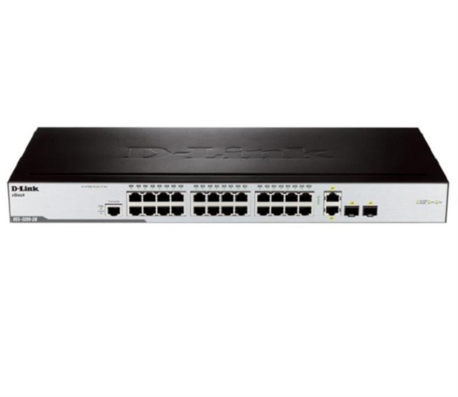картинка D-Link DES-3200-26/C1A Коммутатор 2 уровня с 24 портами 10/100Base-TX и 2 портами 100/1000Base-T/SFP от магазина Интерком-НН