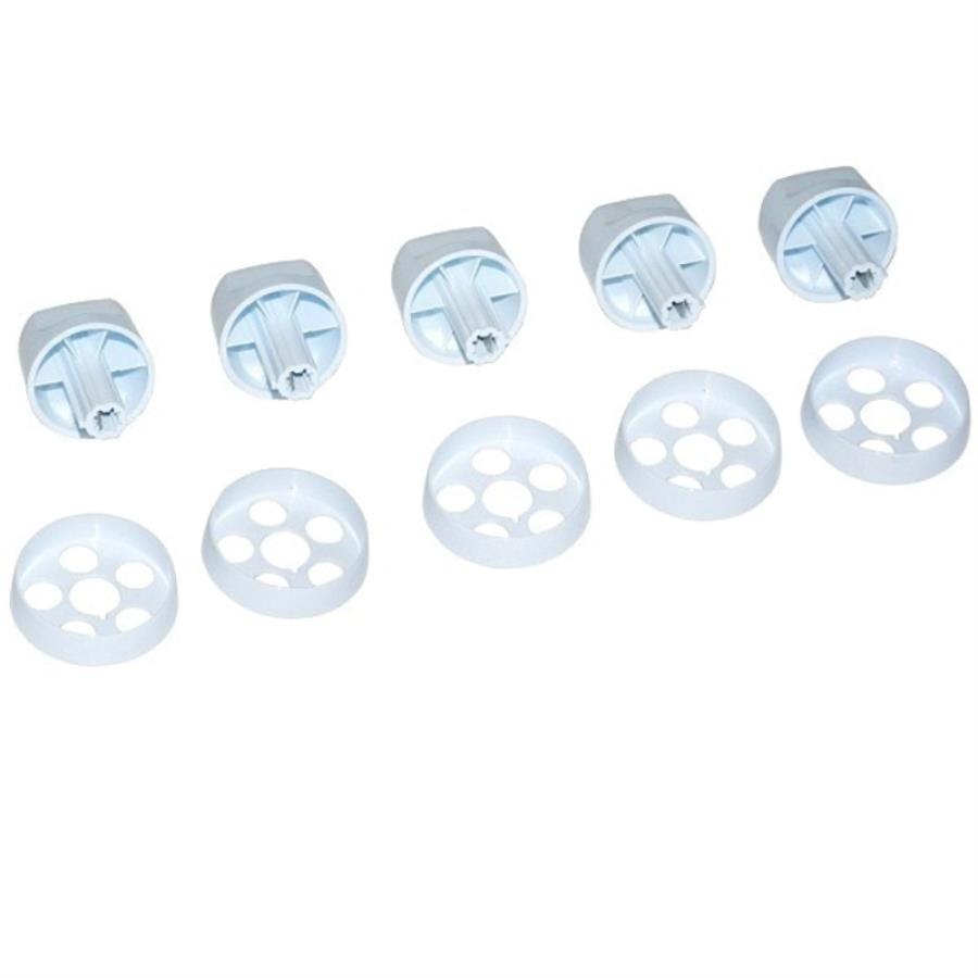 картинка Комплект ручек 01041652 для электроплиты (стиль 1D/1C) без таймера Дарина EM141, 241, EC141 (белые) от магазина Интерком-НН