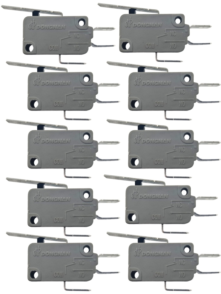 картинка Микропереключатель 10 шт.Dongnan KW3A-16Z3-A200 3-х контактный 16(4)A 250V с рычагом 27мм от магазина Интерком-НН
