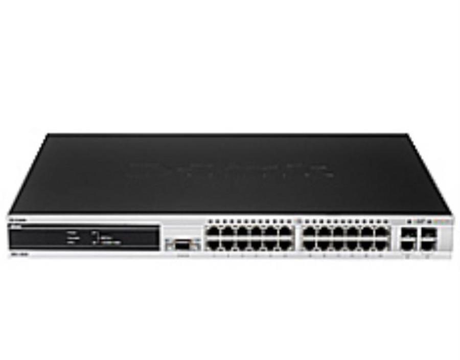 картинка D-Link DES-3810-28 Управляемый коммутатор 3 уровня с 24 порт 10/100 Мбит/с, 4 комбо 1000BASE-T/SFP от магазина Интерком-НН