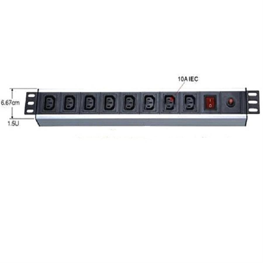 картинка WT-2143B-10A Блок розеток 19" IEC на 8 гнезд с выключателем, для ИБП,  220В от магазина Интерком-НН