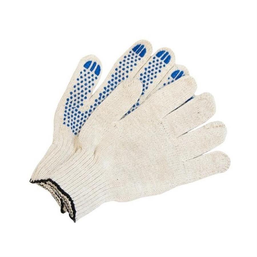 картинка Перчатки белые с синей точкой, 7-ми ниточные 7,5 класс от магазина Интерком-НН