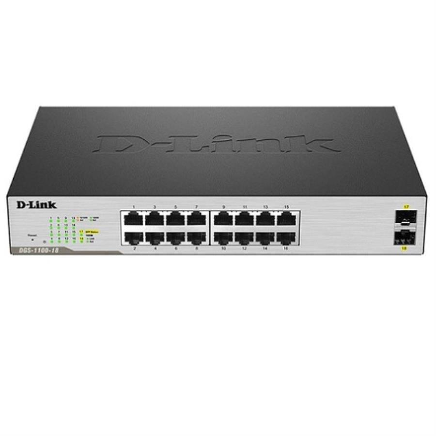 картинка D-Link DGS-1100-18/B2A Коммутатор с 16 портами 10/100/1000Base-T, 2 порта 1000Base-X SFP от магазина Интерком-НН