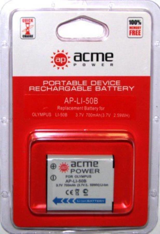 картинка AcmePower AP-LI-50B Аккумулятор Li-ion, 3.7 V, для видеокамер  Panasonic, Olympus, Pentax, Ricoh от магазина Интерком-НН