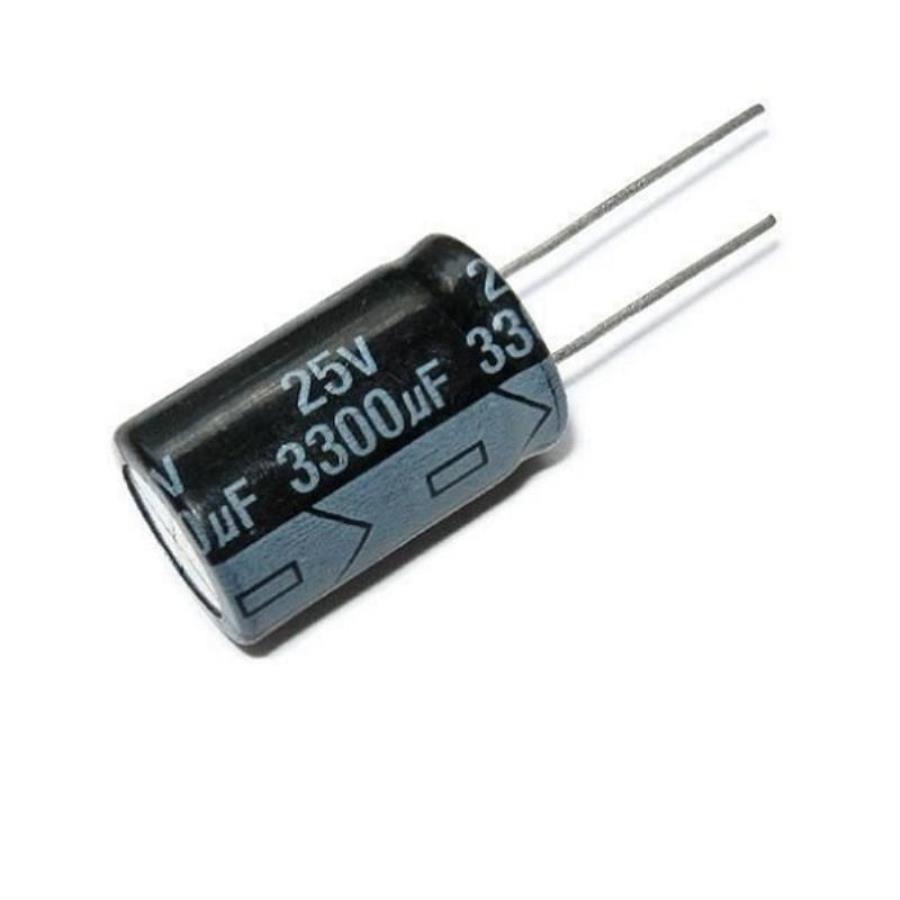 картинка Электролитический конденсатор 3300мкФ 25В 105°С в алюминиевом цилиндрическом корпусе от магазина Интерком-НН