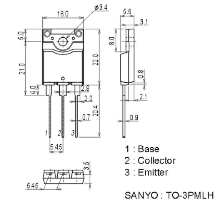 картинка Panasonic 2SC5793 (C5793) биполярный транзистор TO-3PF 800 V 20A от магазина Интерком-НН