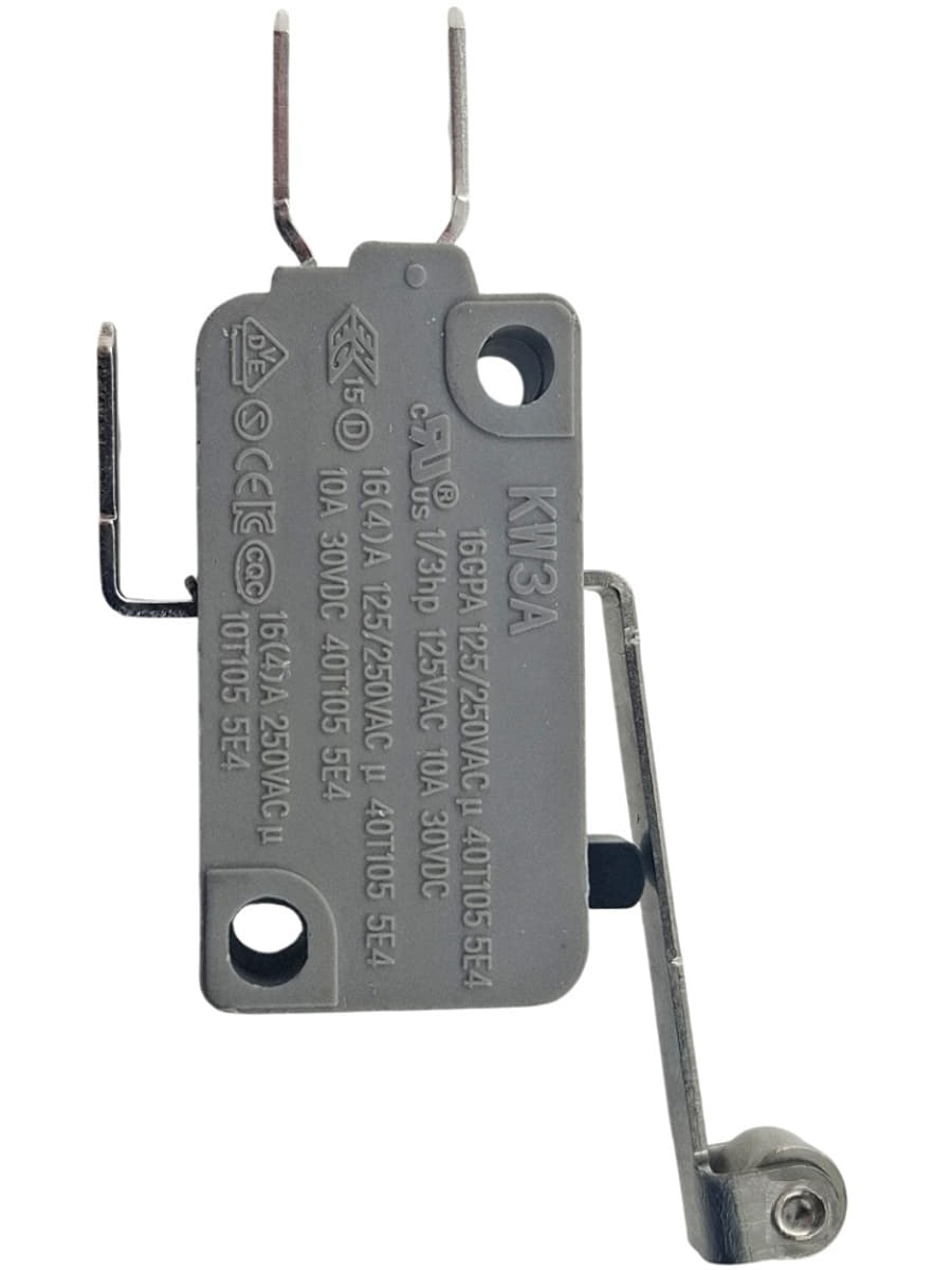 картинка Микропереключатель Dongnan KW3A-16Z5-A200 3-х контактный 16(4)A 250V рычаг с роликом 25мм от магазина Интерком-НН