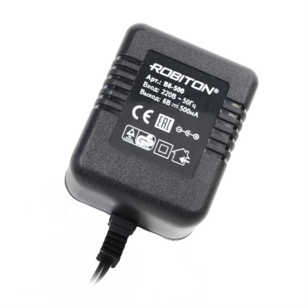 картинка Robiton B6-500 Блок питания 500mA 6V штекер 5,5 х 2,5 мм от магазина Интерком-НН
