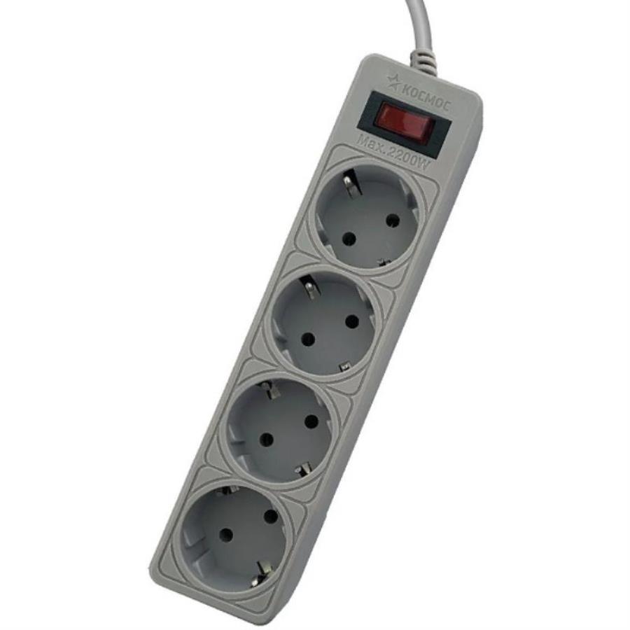 картинка Сетевой фильтр Космос 4 розетки, 1,5 м, пвс 3х0,75мм2, серый от магазина Интерком-НН