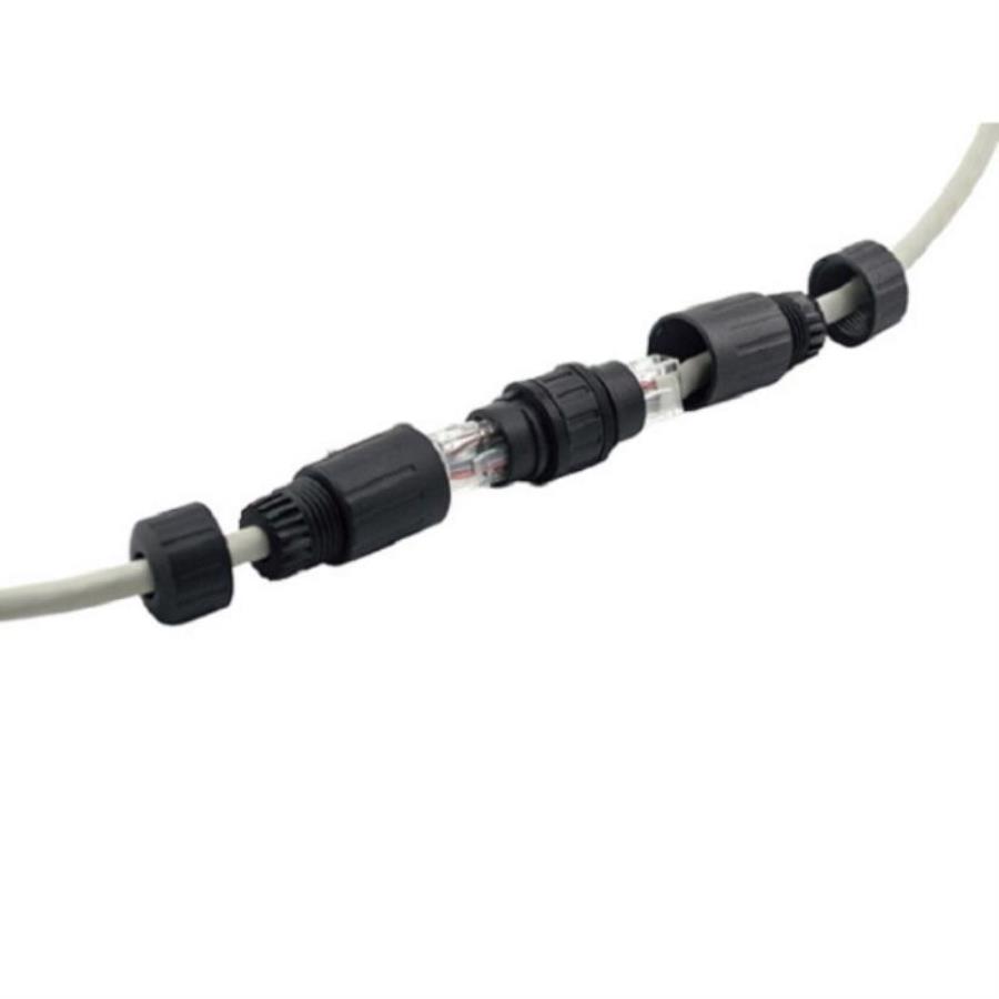 картинка Соединительный модуль RJ45, cat.6, герметичный (IP68), цанг зажимы, экранированный, черный  от магазина Интерком-НН