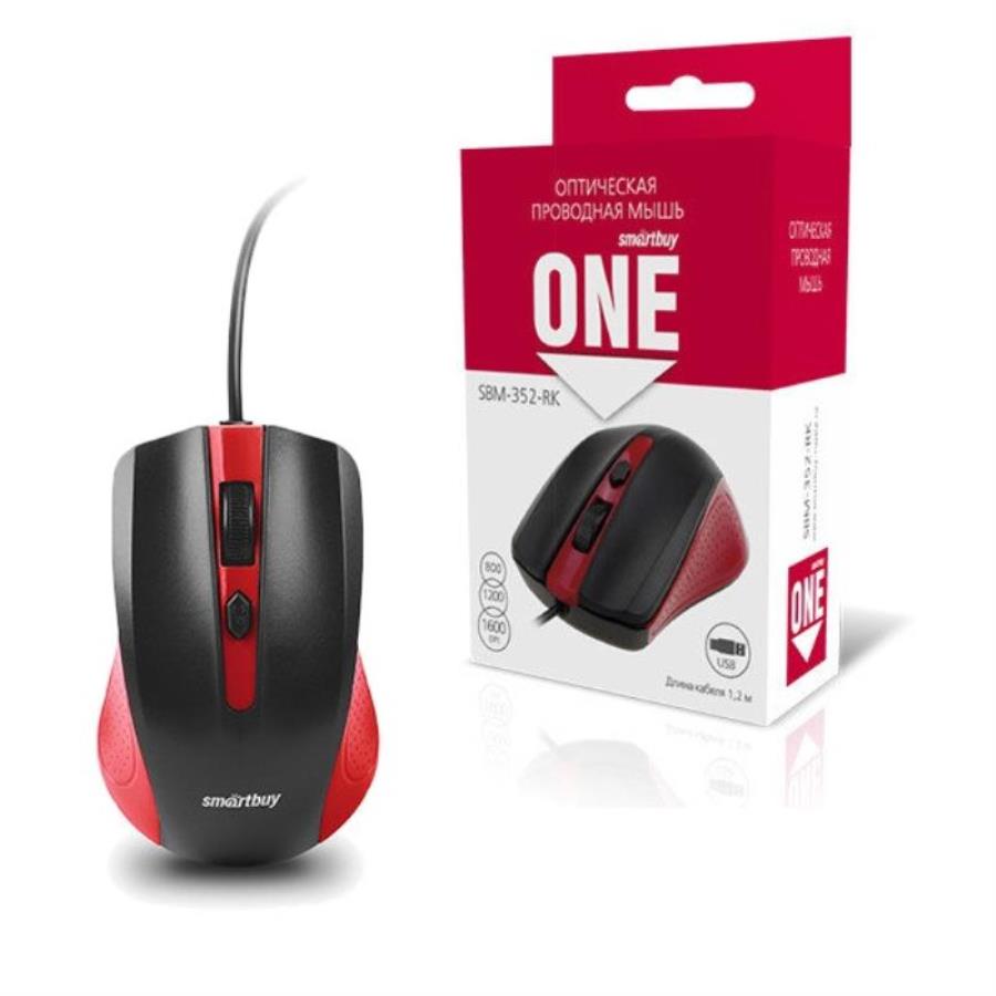 картинка SmartBuy SBM-352-RK ONE Мышь проводная (черно-красная) от магазина Интерком-НН