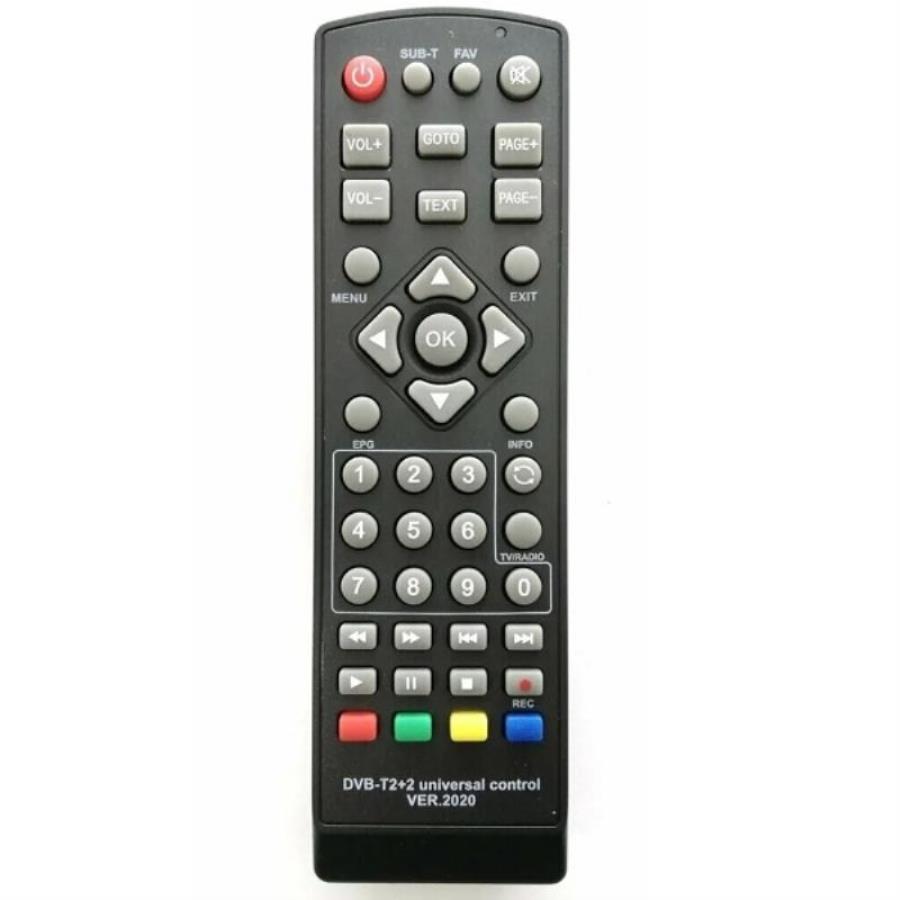 картинка DVB-T2+2 ver.2020 (20952) пульт дистанционного управления (ПДУ) универсальный для цифровых приставок от магазина Интерком-НН