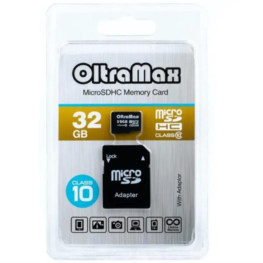 картинка Память microSDHC 32Gb OltraMax class10 с адаптером (OM032GCSDHC10-AD) от магазина Интерком-НН