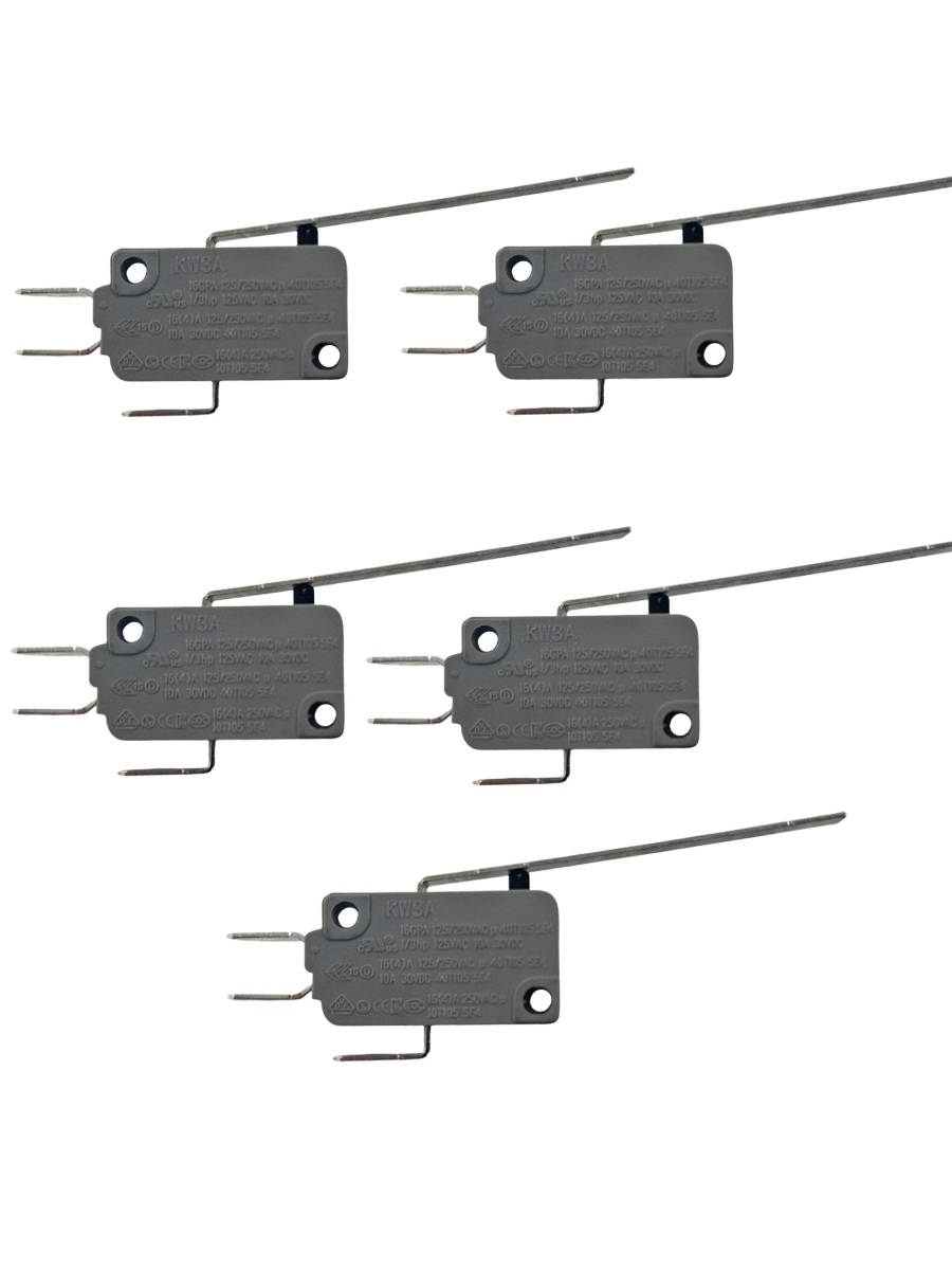 картинка Микропереключатель 5 шт. Dongnan KW3A-16Z2-A200 3-х контактный 16(4)A 250V с рычагом 51мм от магазина Интерком-НН