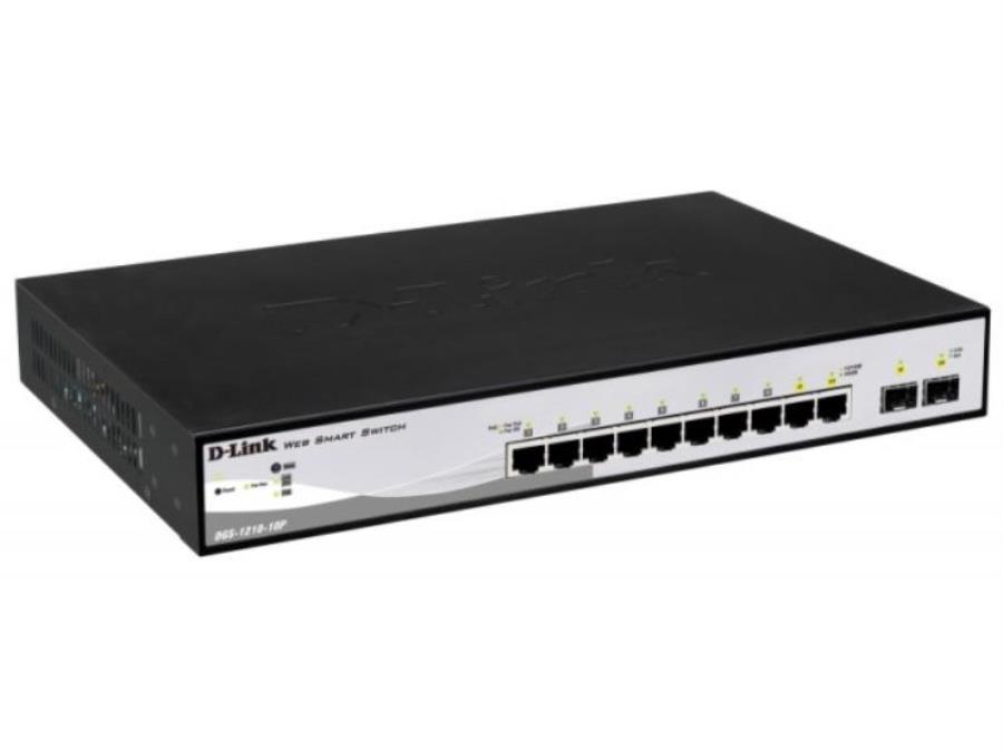 картинка Коммутатор DGS-1210-10P/B1A D-Link с 8 портами 10/100/1000Base-T + 2 комбо-портами 1000Base-T/SFP  от магазина Интерком-НН