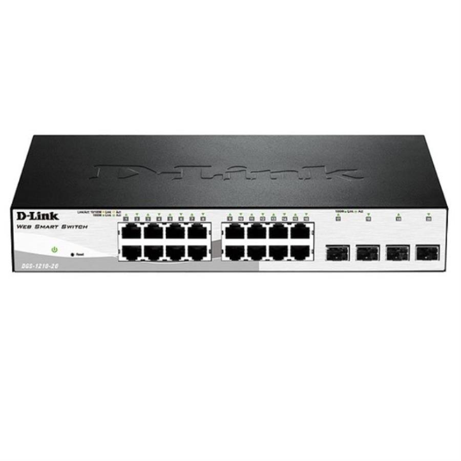 картинка Коммутатор DGS-1210-20/C1A D-Link с 16 портами 10/100/1000Base-T, 4 порта 1000Base-X SFP  от магазина Интерком-НН