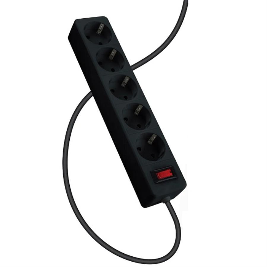 картинка Сетевой фильтр Космос 5 розеток, 5 м, пвс 3х0,75мм2, чёрный от магазина Интерком-НН