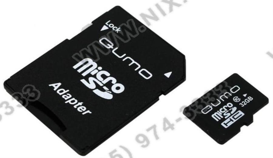 картинка Память Micro SD 32Gb Qumo UHS-I class10 + SD adapter  от магазина Интерком-НН