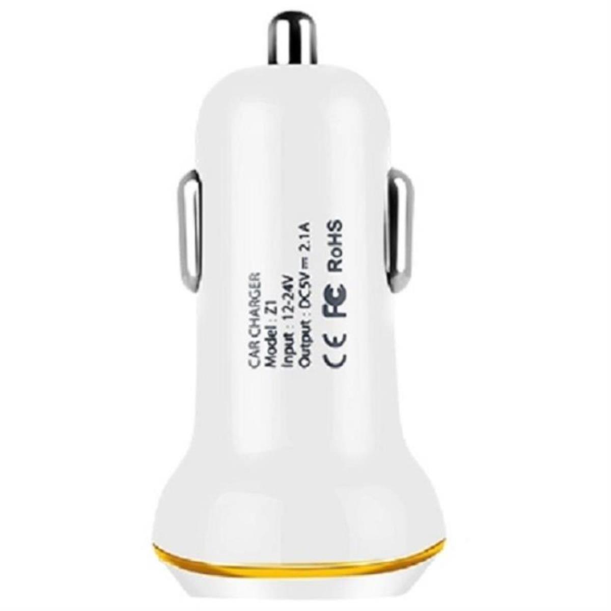 картинка Hoco Z1 автомобильное зарядное устройство с 2 USB выходами (2100mAh), белый для iPhone 5/6/6Plus/7 от магазина Интерком-НН