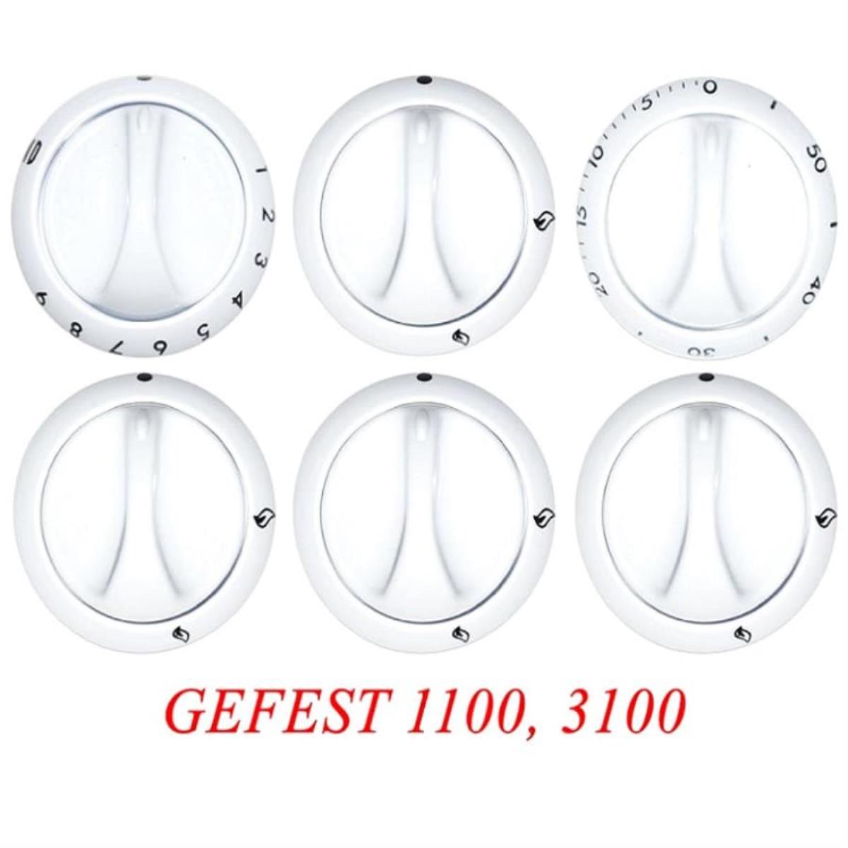 картинка Комплект ручек 01040579 Уценка для газовой плиты Gefest 1100, 3100 (белые) от магазина Интерком-НН