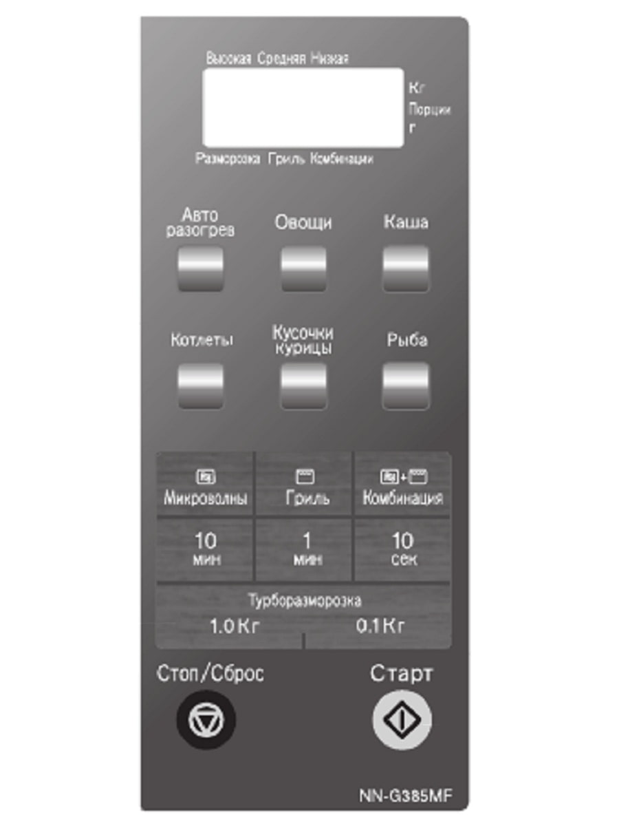 картинка Panasonic F630Y7K10SZP Сенсорная панель на русском для СВЧ, микроволновой печи NN-G385MF от магазина Интерком-НН