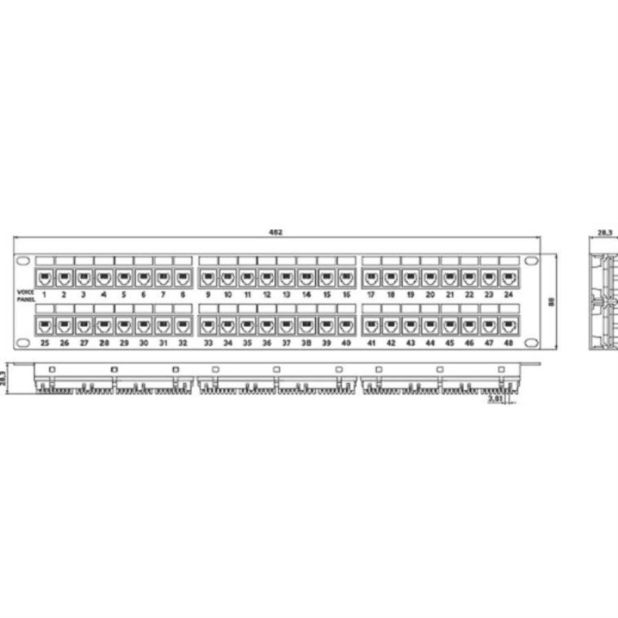 картинка PP-19-48-6P4C-C2 19" патч-панель Hyperline, 2U, 48xRJ-12, телефонная 48-портов от магазина Интерком-НН