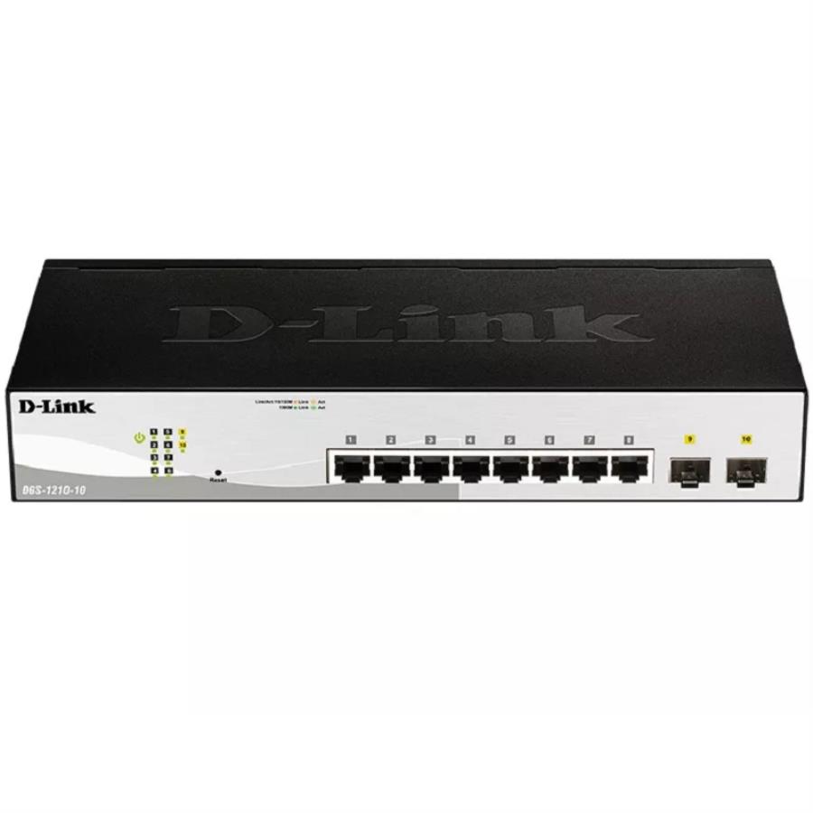 картинка D-Link DGS-1210-10/F1A управляемый коммутатор 8 портов 10/100/1000Base-T и 2 порта 1000Base-X SFP от магазина Интерком-НН