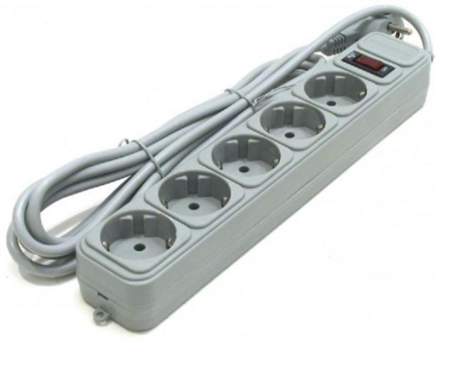 картинка Сетевой фильтр Gembird 5 розеток 3,0 м, серый (SPG3-B-10PP) от магазина Интерком-НН
