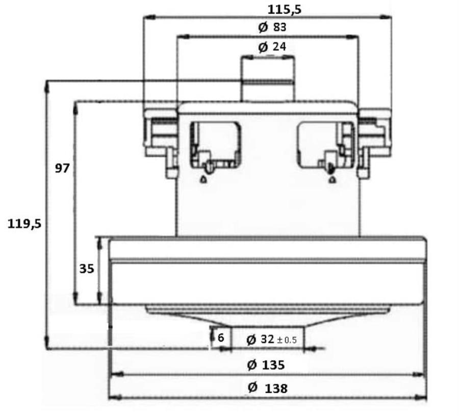 картинка Двигатель VCM-HD119.5-2200W (VC07W1452AF) пылесоса Samsung H=119,5мм, D=135мм 2200Вт от магазина Интерком-НН