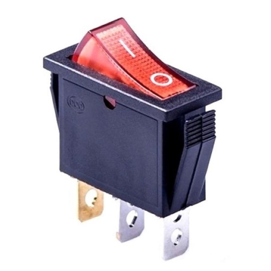 картинка Переключатель клавишный KCD3 с подсветкой 16A 250VAC, красный от магазина Интерком-НН