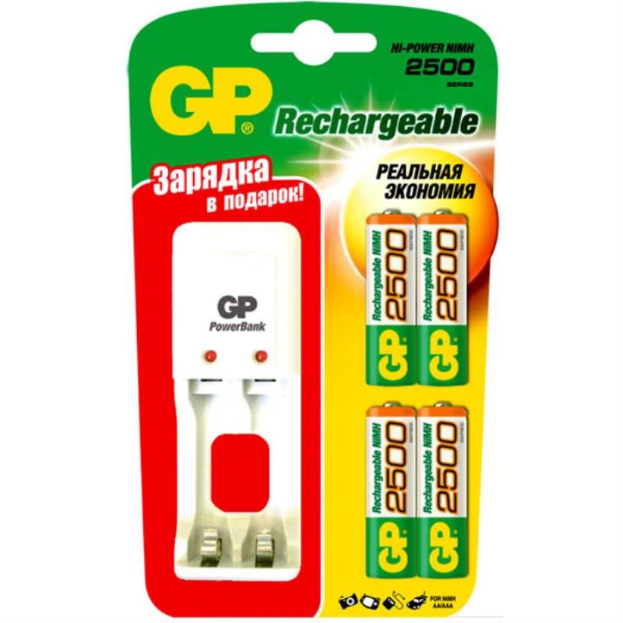 картинка Комплект Зарядное устройство и аккумуляторы 4шт(2500mAh AA) GP PB330GSCW250BB5-2CR4 от магазина Интерком-НН