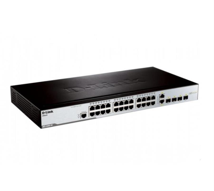картинка D-Link DES-3200-28/C1A Управляемый коммутатор 2 уровня с 24 портами 10/100Base-TX, 2 порта  100/1000 от магазина Интерком-НН