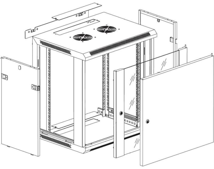 картинка Шкаф настенный 19", 12U, (600х600х635), собранный, серый от магазина Интерком-НН