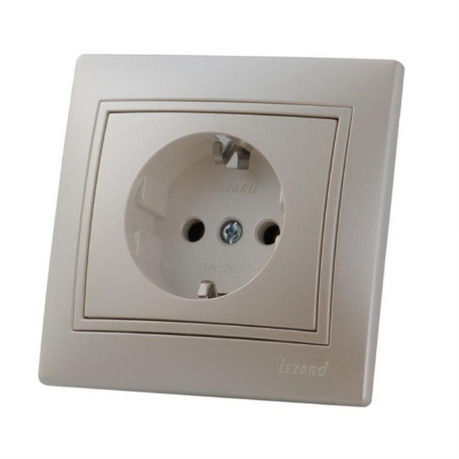 картинка Lezard Mira 701-3030-122 Розетка 1-местная с заземлением жемчужно-белый перламутр от магазина Интерком-НН