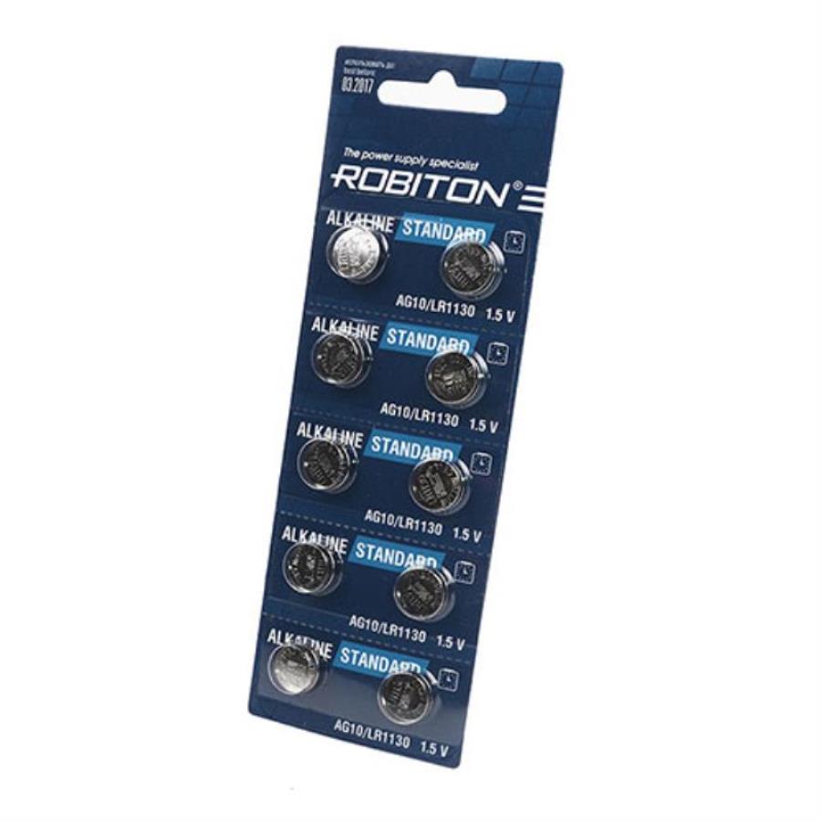 картинка Robiton AG10 (LR1130, BP10,  A389) элемент питания типоразмера номинальное напряжение 1,5В; 10 штук от магазина Интерком-НН