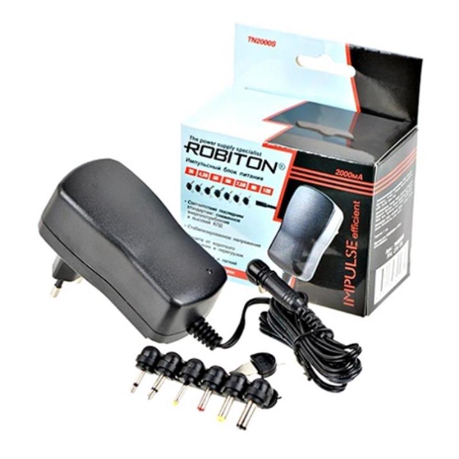 картинка Robiton TN2000S Блок питания BL1 2000mA 3 В, 4,5 В, 5 В, 6 В, 7,5 В, 9 В, 12 В сменные разъемы от магазина Интерком-НН