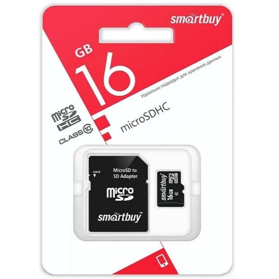 картинка Память microSDHC 16Gb SmartBuy class10 с адаптером (SB16GBSDCL10-01LE) от магазина Интерком-НН