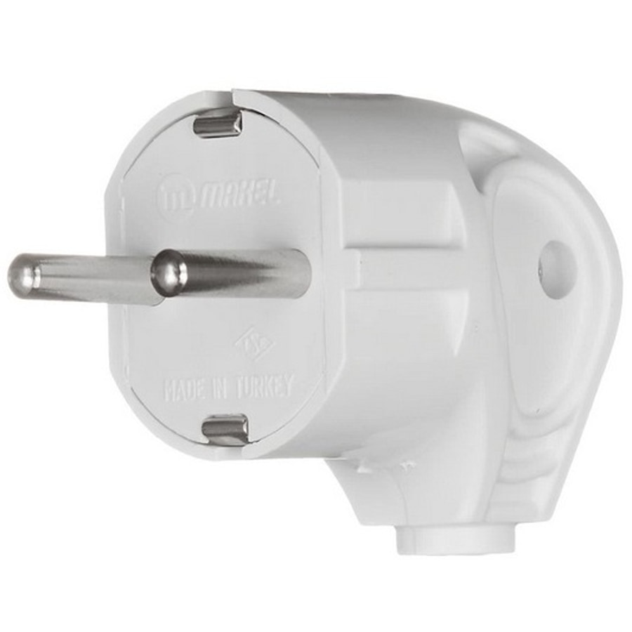 картинка Makel 10027 вилка сетевая угловая 16А 250В с заземляющими контактами (белая)  от магазина Интерком-НН