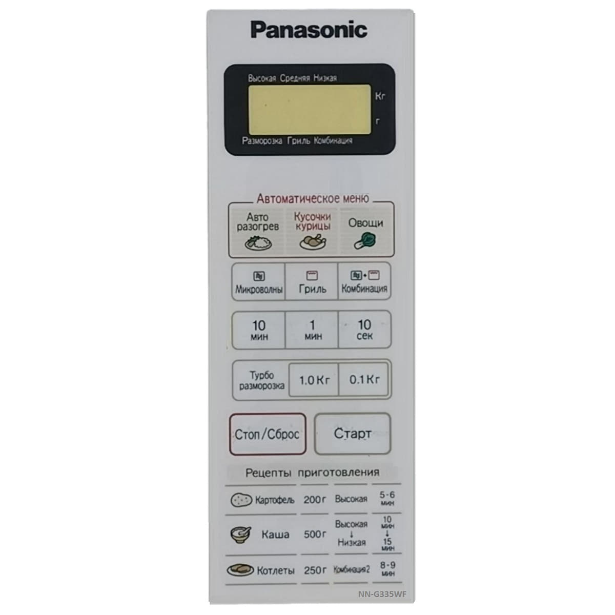 картинка Panasonic F630Y8T00HZP Сенсорная панель для СВЧ (микроволновой печи) NN-GT337W белый от магазина Интерком-НН