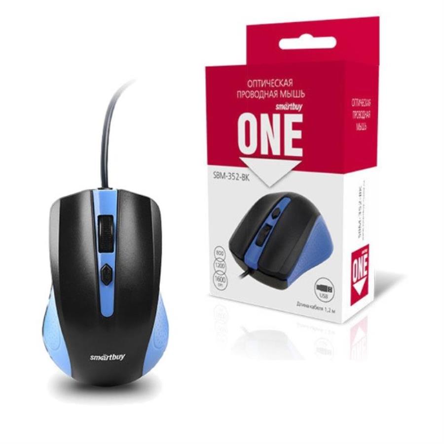 картинка SmartBuy SBM-352-BK ONE Мышь проводная (черно-синяя) от магазина Интерком-НН